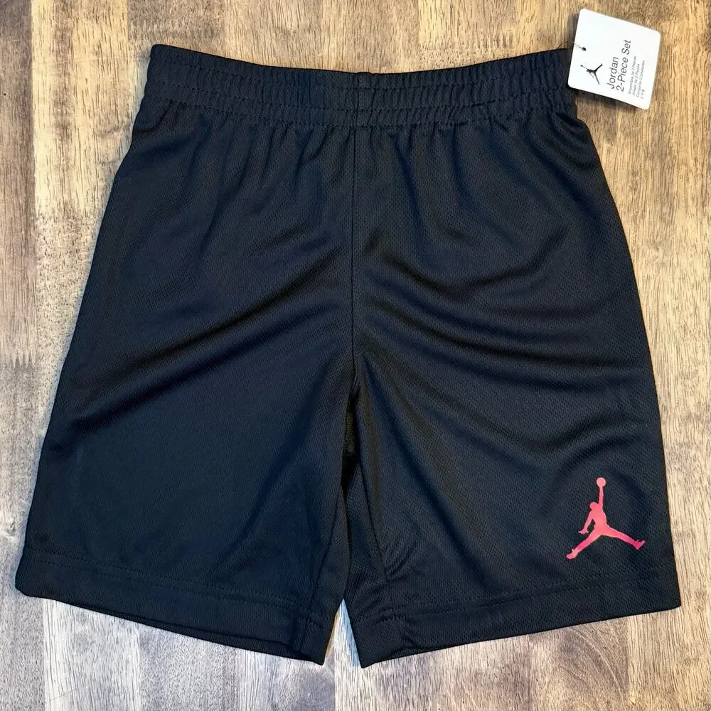 Air Jordan 2-Piece Set Basketball Embroidered Tank Shorts Black Boys 7 Large